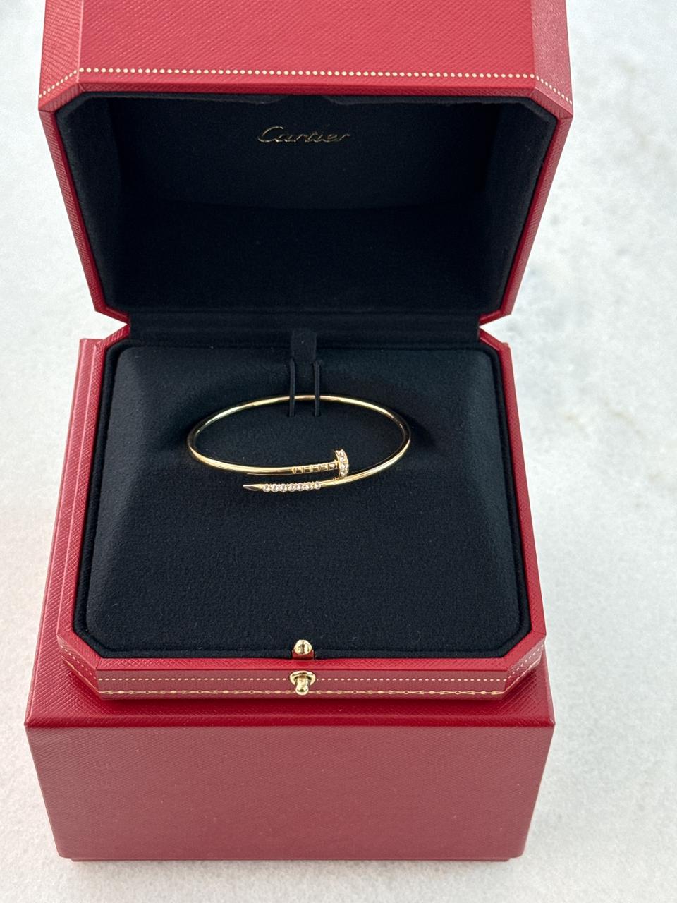 18K YELLOW GOLD JUST UN CLOU BRACELET, SMALL MODEL REVERSE-SET DIAMONDS 16