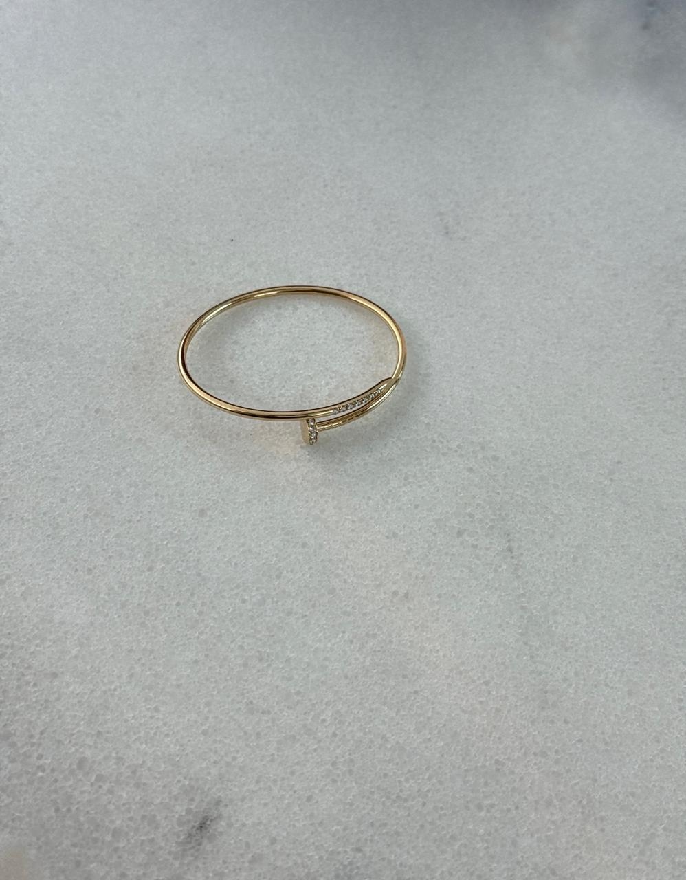 18K YELLOW GOLD JUST UN CLOU BRACELET, SMALL MODEL REVERSE-SET DIAMONDS 16