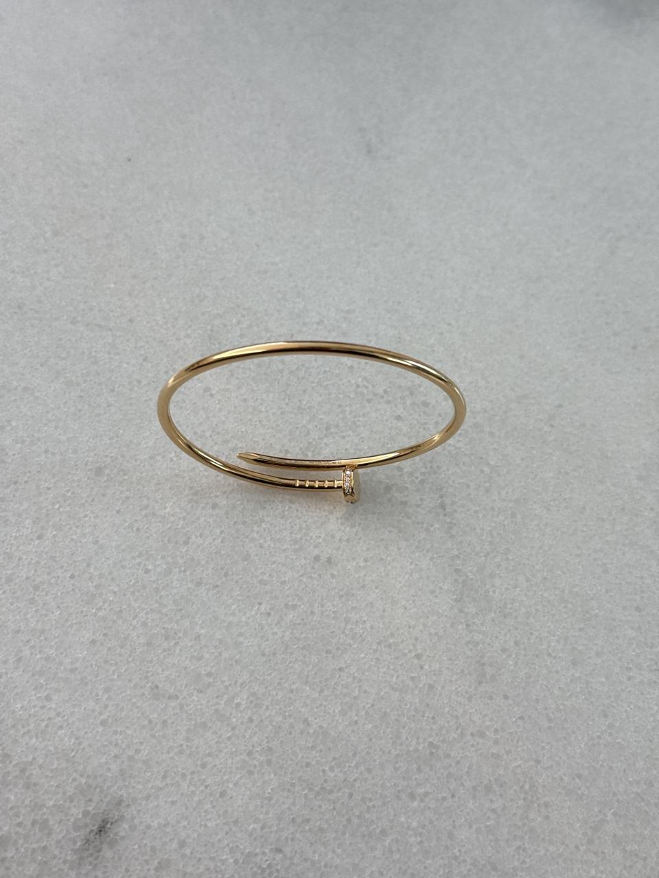 18K YELLOW GOLD JUST UN CLOU BRACELET, SMALL MODEL REVERSE-SET DIAMONDS 16
