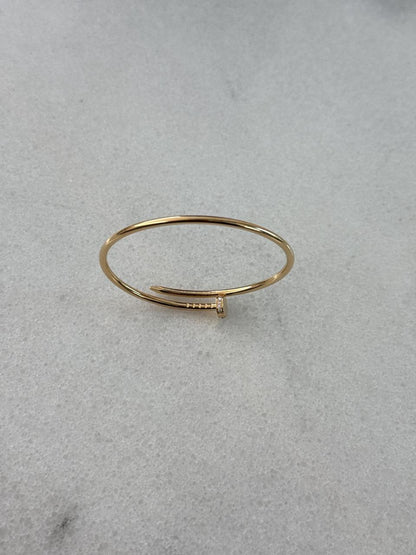18K YELLOW GOLD JUST UN CLOU BRACELET, SMALL MODEL REVERSE-SET DIAMONDS 16