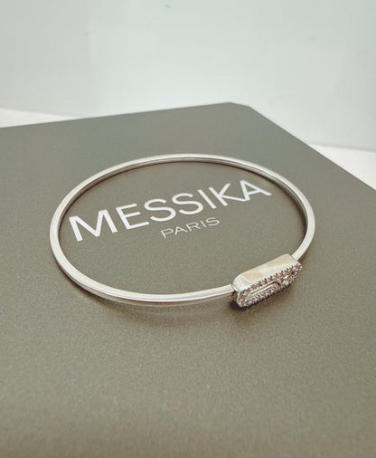 18K WHITE GOLD MOVE UNO DIAMOND BANGLE, SMALL MODEL