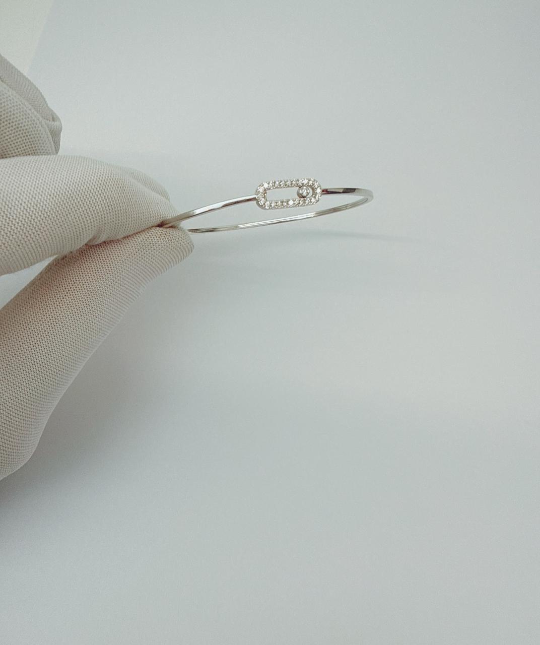18K WHITE GOLD MOVE UNO DIAMOND BANGLE, SMALL MODEL