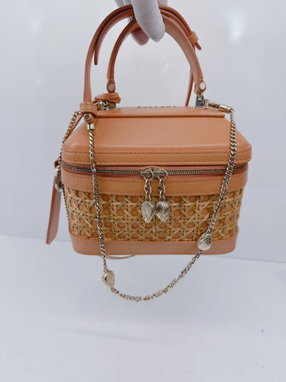 ORANGE CALFKIN RATTAN SERPENTI FOREVER SMALL TOP HANDLE VANITY BAG