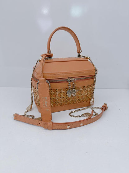 ORANGE CALFKIN RATTAN SERPENTI FOREVER SMALL TOP HANDLE VANITY BAG