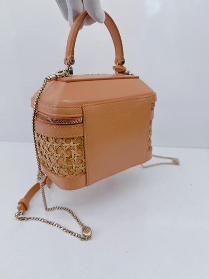 ORANGE CALFKIN RATTAN SERPENTI FOREVER SMALL TOP HANDLE VANITY BAG