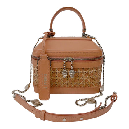 ORANGE CALFKIN RATTAN SERPENTI FOREVER SMALL TOP HANDLE VANITY BAG