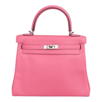 ROSE AZALEE KELLY 25 RETOURNE SWIFT LEATHER PALLADIUM HARDWARE