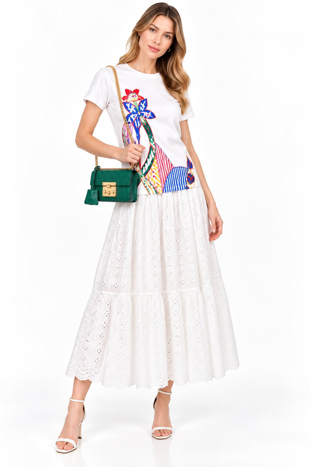 GREEN GUCCISIMA LEATHER SMALL PADLOCK CHAIN SHOULDER BAG