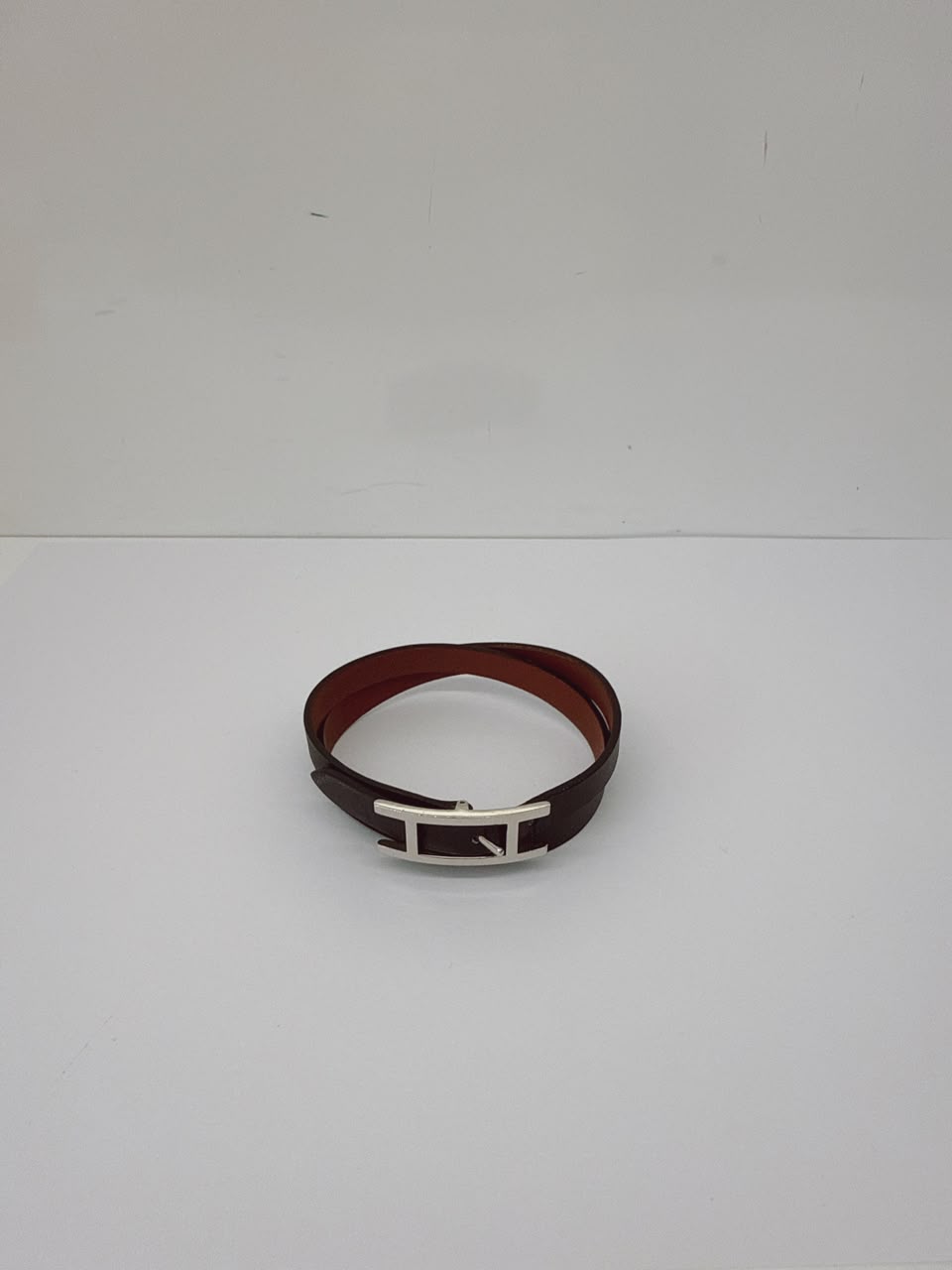 BLACK LEATHER BEHAPI DOUBLE TOUR BRACELET SILVER HARDWARE