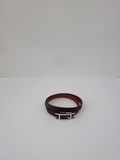 BLACK LEATHER BEHAPI DOUBLE TOUR BRACELET SILVER HARDWARE