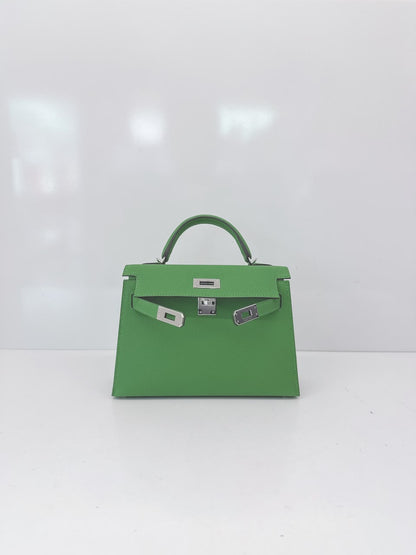 VERT YUCCA MINI KELLY 20 EPSOM LEATHER PALLADIUM HARDWARE