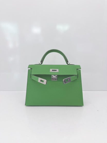 VERT YUCCA MINI KELLY 20 EPSOM LEATHER PALLADIUM HARDWARE