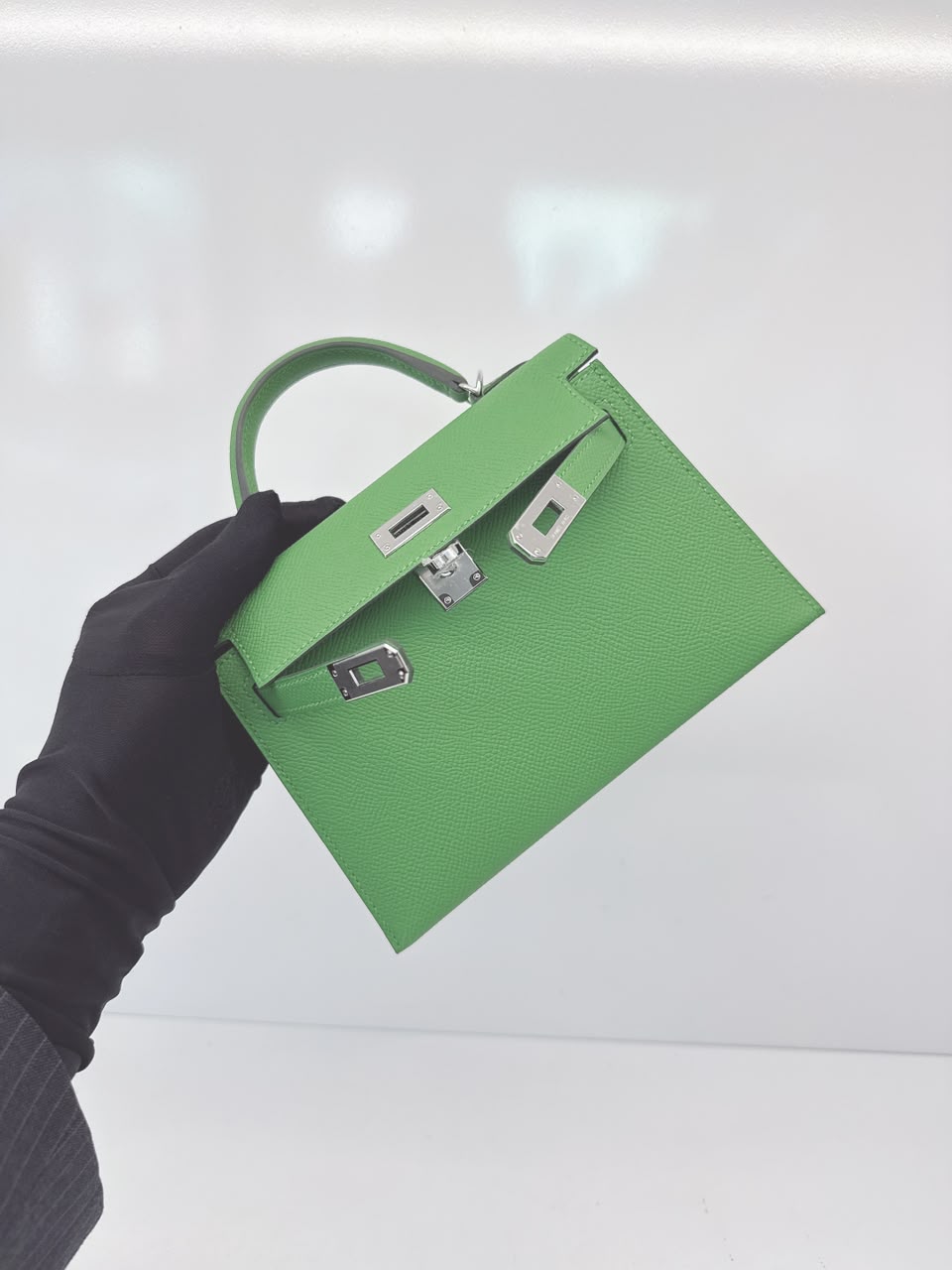 VERT YUCCA MINI KELLY 20 EPSOM LEATHER PALLADIUM HARDWARE