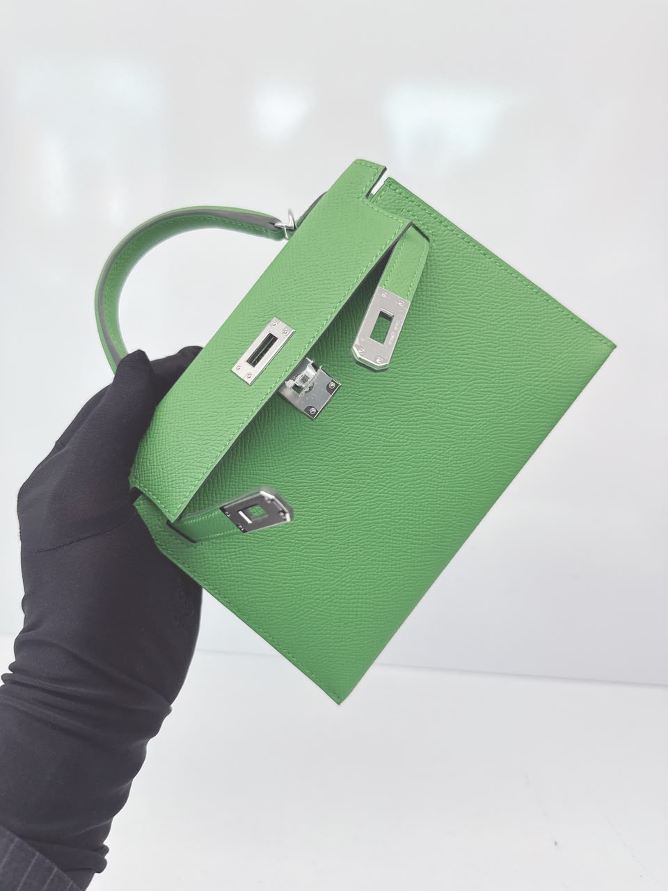 VERT YUCCA MINI KELLY 20 EPSOM LEATHER PALLADIUM HARDWARE