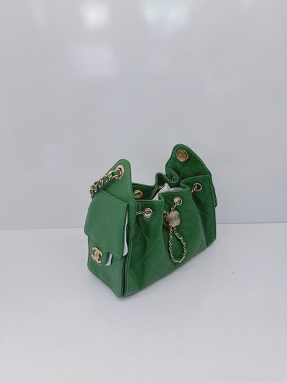 GREEN CAVIAR QUILTED LEATHER MINI CHANEL 25 HOBO BAG