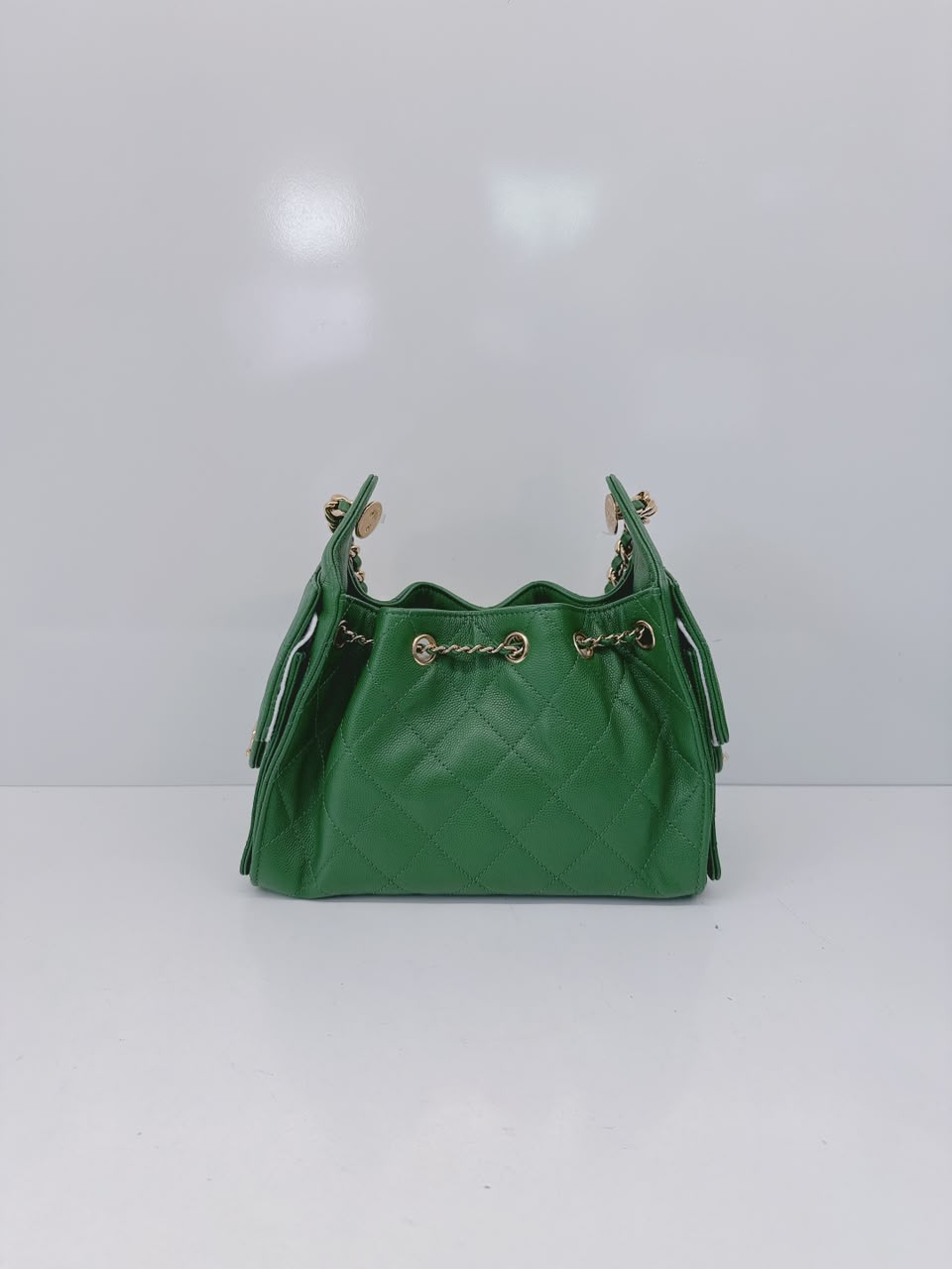 GREEN CAVIAR QUILTED LEATHER MINI CHANEL 25 HOBO BAG