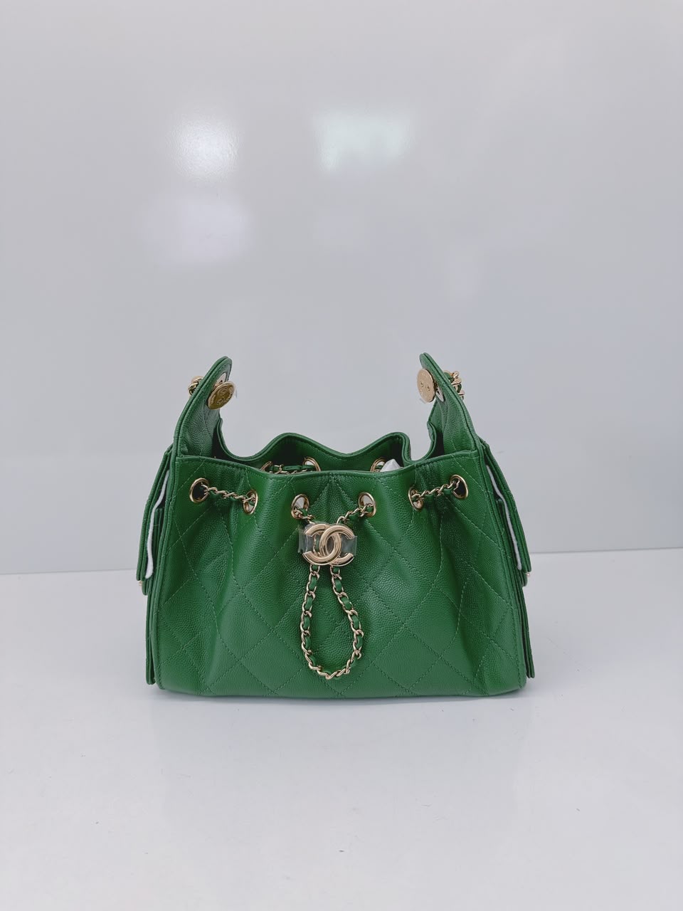 GREEN CAVIAR QUILTED LEATHER MINI CHANEL 25 HOBO BAG