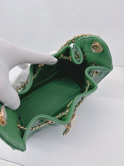 GREEN CAVIAR QUILTED LEATHER MINI CHANEL 25 HOBO BAG