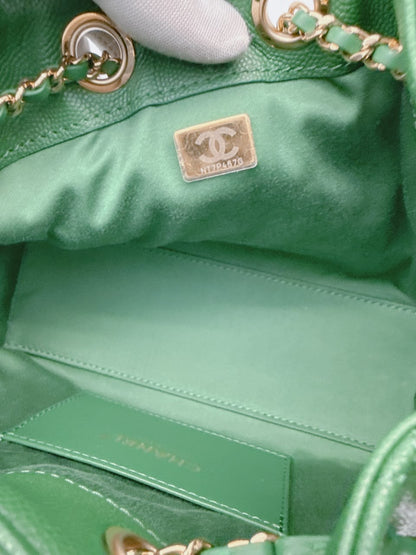 GREEN CAVIAR QUILTED LEATHER MINI CHANEL 25 HOBO BAG