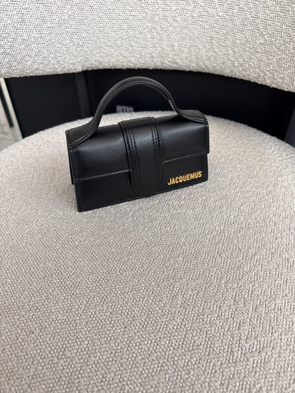 BLACK SMOOTH LEATHER MINI BAMBINO TOP HANDLE BAG