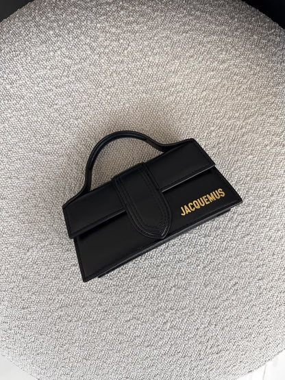 BLACK SMOOTH LEATHER MINI BAMBINO TOP HANDLE BAG