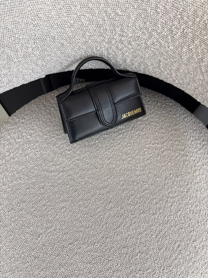 BLACK SMOOTH LEATHER MINI BAMBINO TOP HANDLE BAG