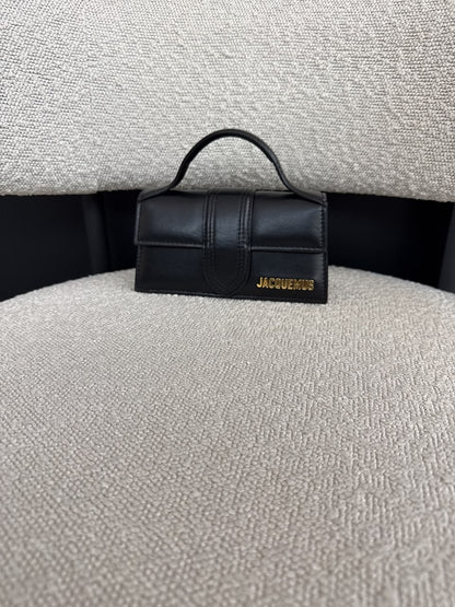 BLACK SMOOTH LEATHER MINI BAMBINO TOP HANDLE BAG
