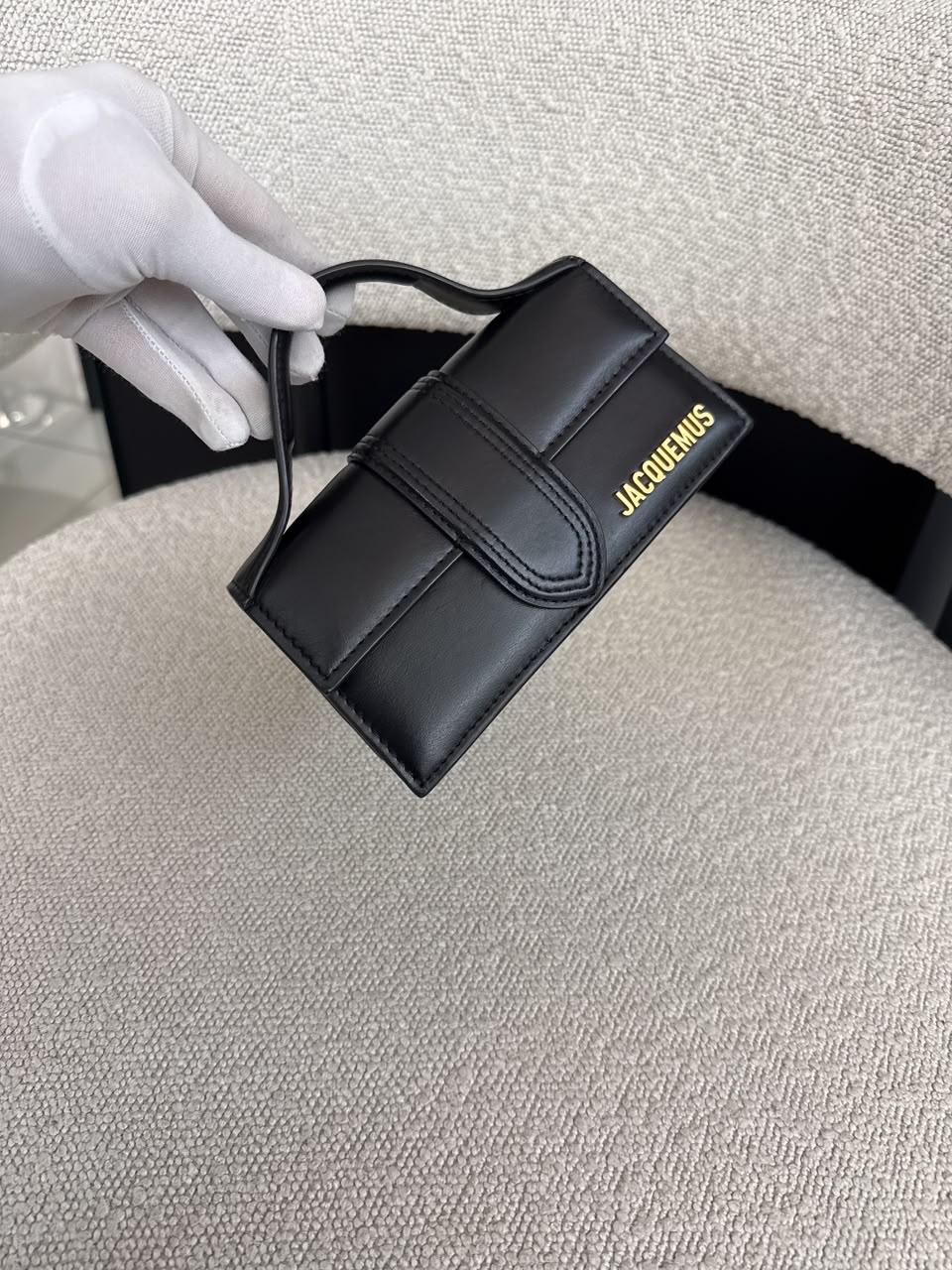 BLACK SMOOTH LEATHER MINI BAMBINO TOP HANDLE BAG