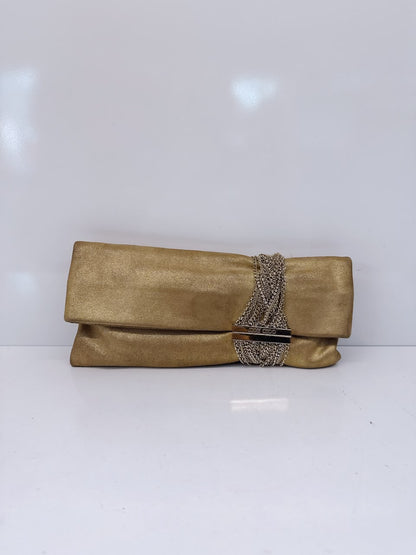 GOLD GLITTER SUEDE CHANDRA CLUTCH