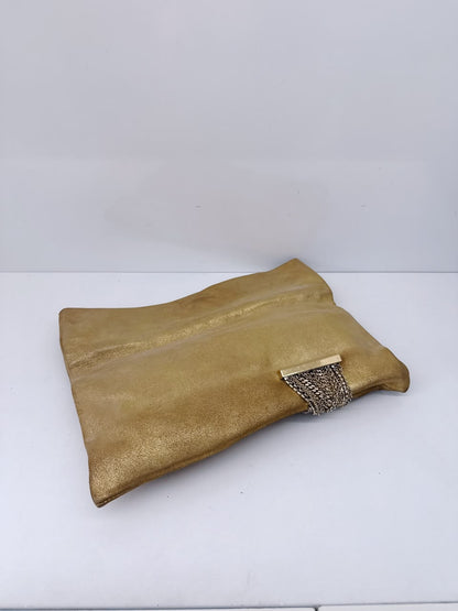 GOLD GLITTER SUEDE CHANDRA CLUTCH