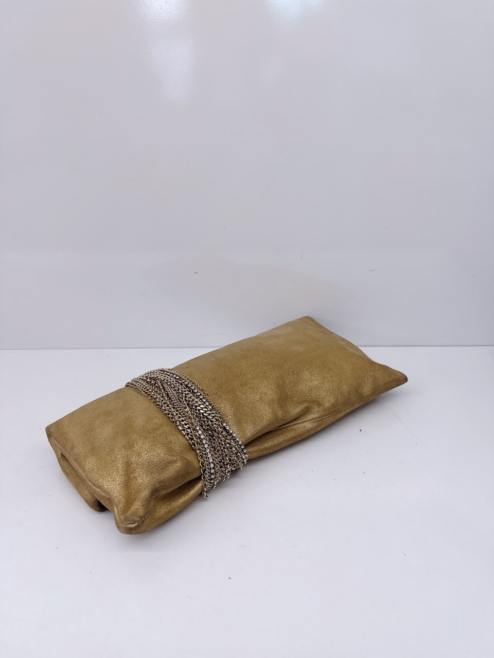 GOLD GLITTER SUEDE CHANDRA CLUTCH