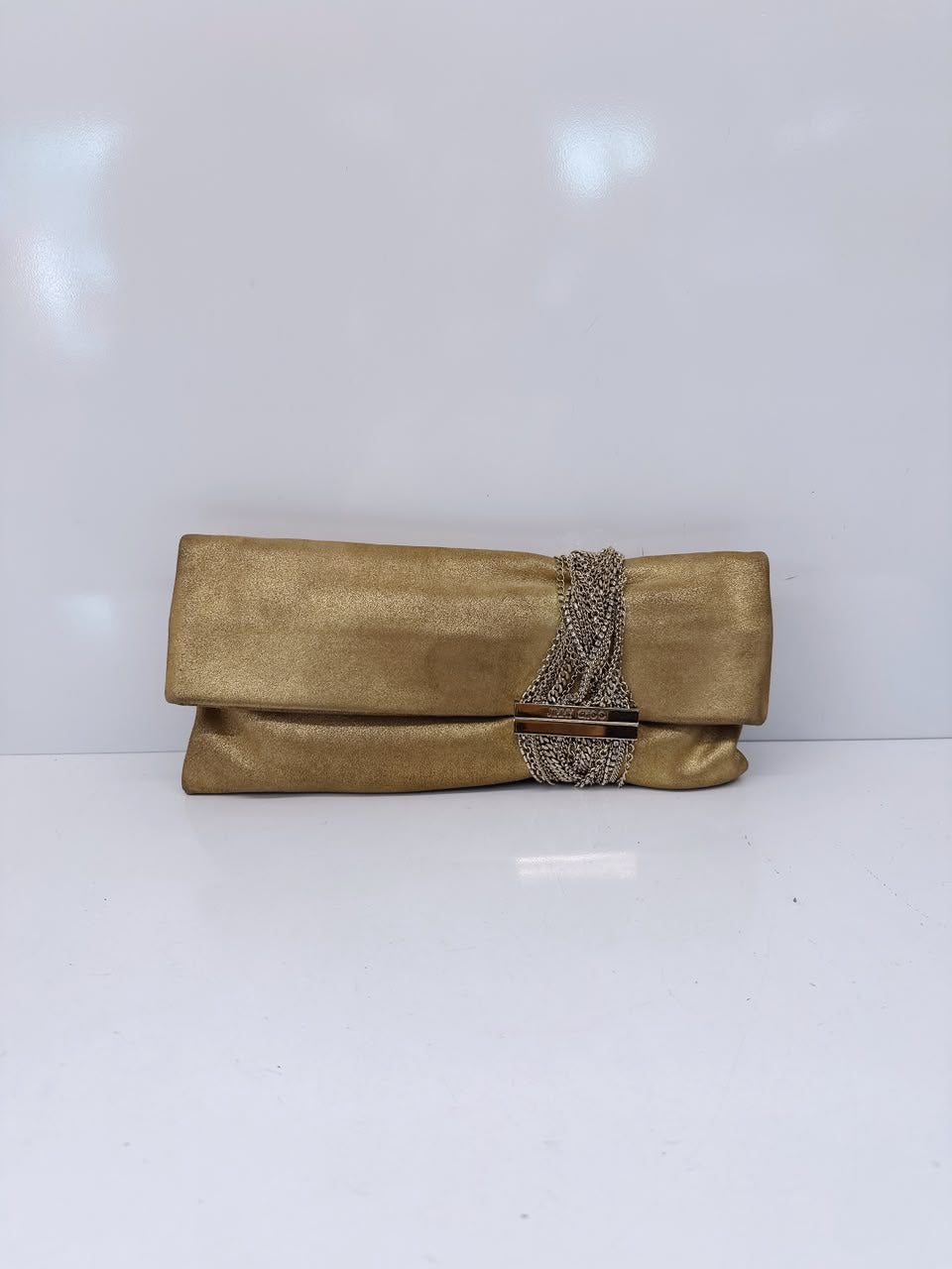 GOLD GLITTER SUEDE CHANDRA CLUTCH