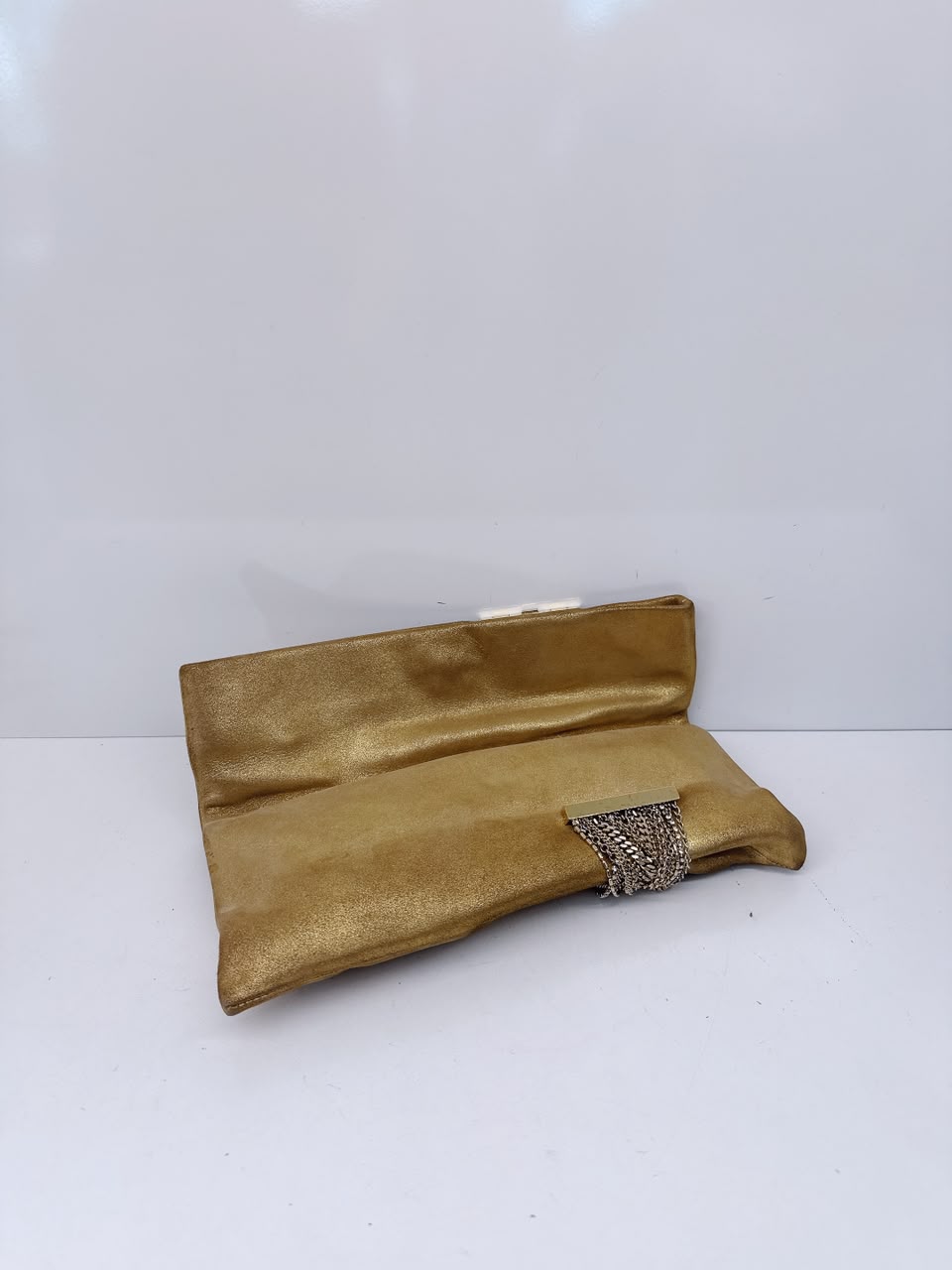 GOLD GLITTER SUEDE CHANDRA CLUTCH