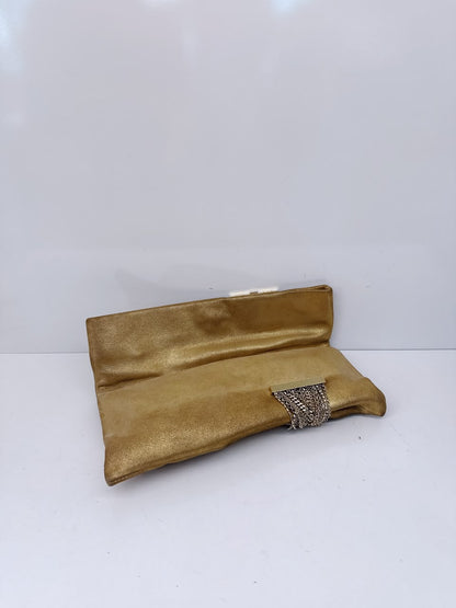 GOLD GLITTER SUEDE CHANDRA CLUTCH