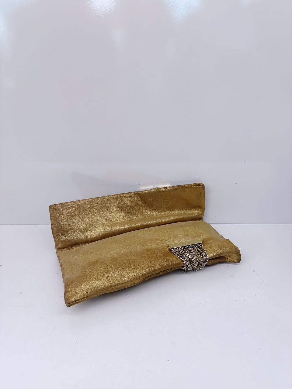 GOLD GLITTER SUEDE CHANDRA CLUTCH