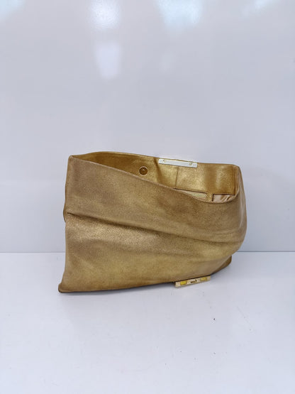 GOLD GLITTER SUEDE CHANDRA CLUTCH