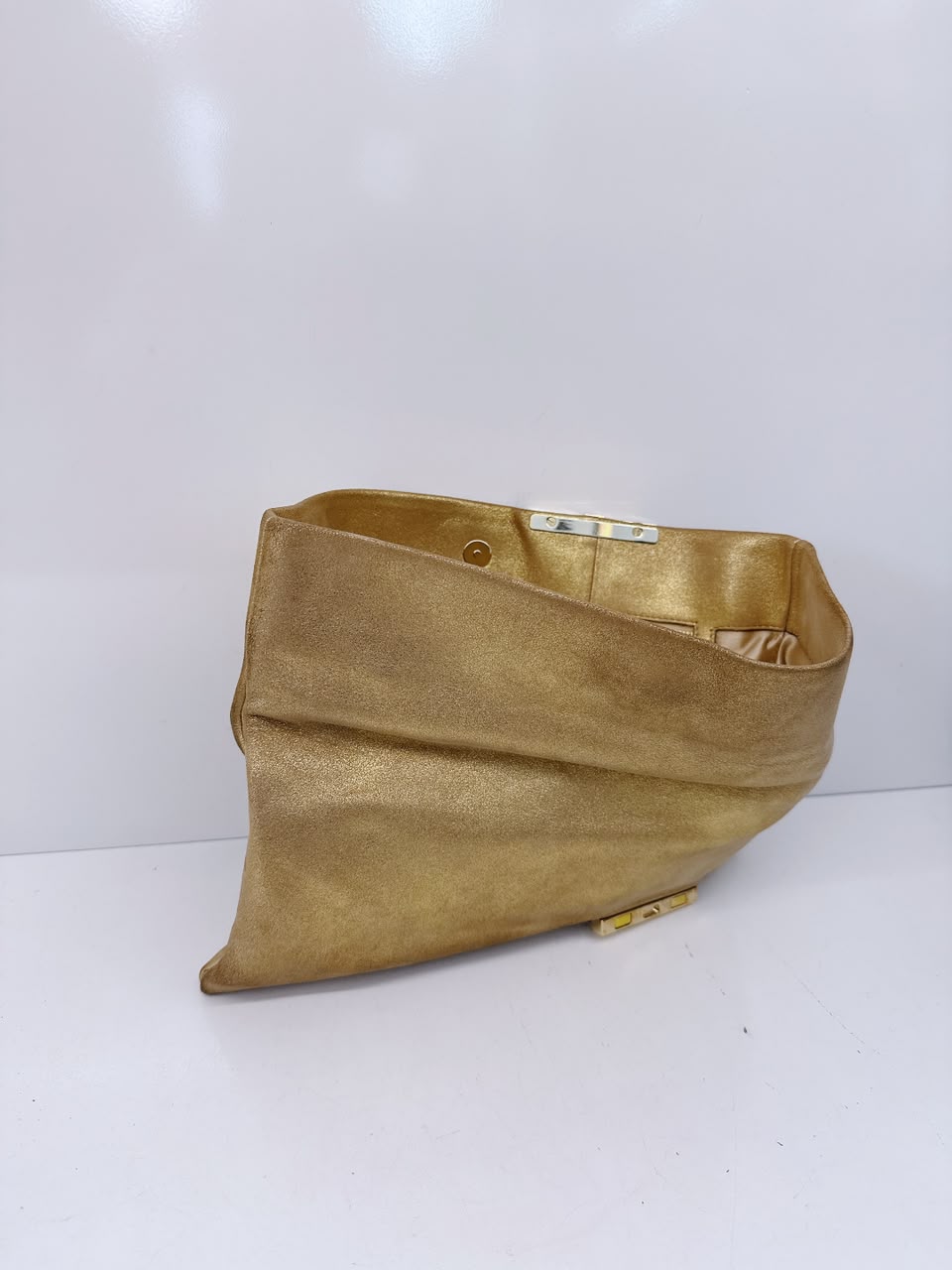 GOLD GLITTER SUEDE CHANDRA CLUTCH