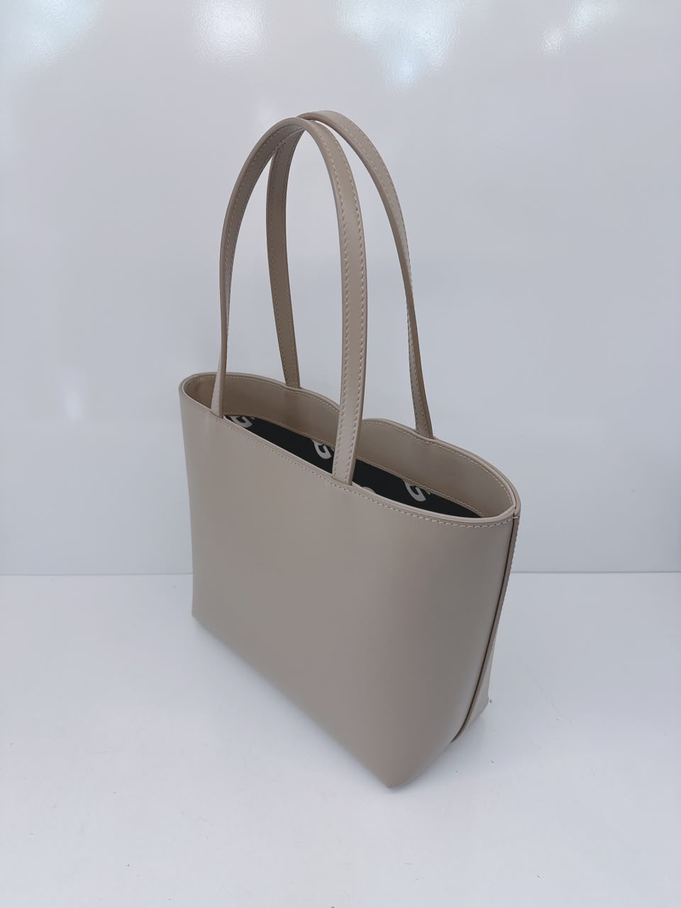 GRAY CALFSKIN LEATHER DG EMBOSSED LOGO SMALL TOTE BAG
