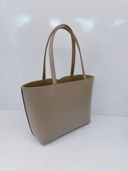 GRAY CALFSKIN LEATHER DG EMBOSSED LOGO SMALL TOTE BAG