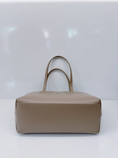 GRAY CALFSKIN LEATHER DG EMBOSSED LOGO SMALL TOTE BAG