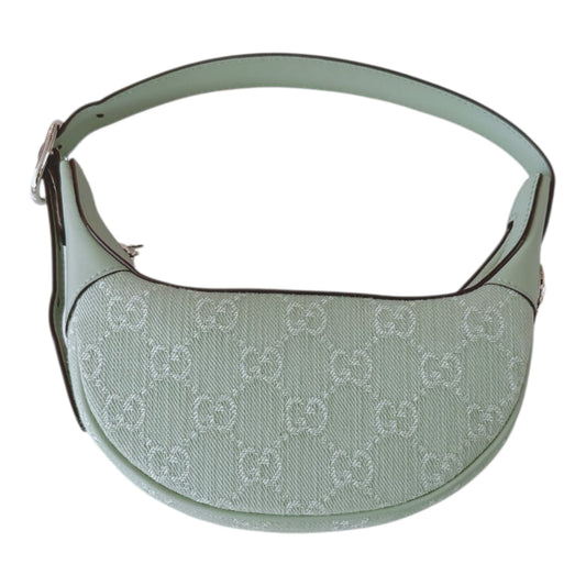GREEN DENIM GG MINI OPHIDIA SHOULDER BAG