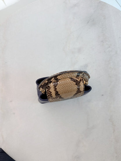 NAVY BLUE MINI CAPUCINES PYTHON TOP HANDLE BAG