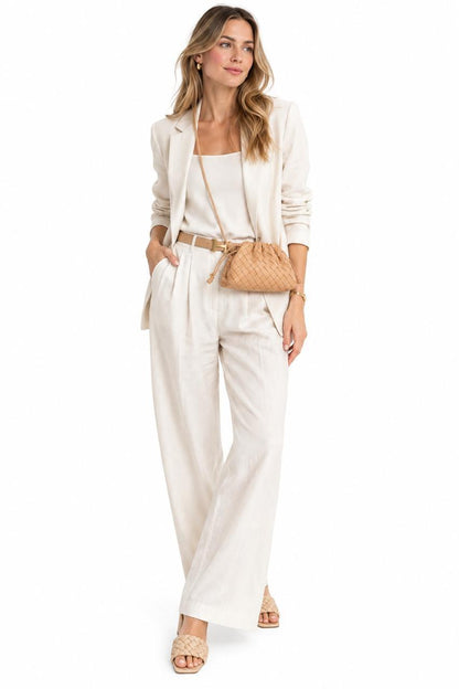BEIGE INTRECCIATO LEATHER THE POUCH SHOULDER BAG