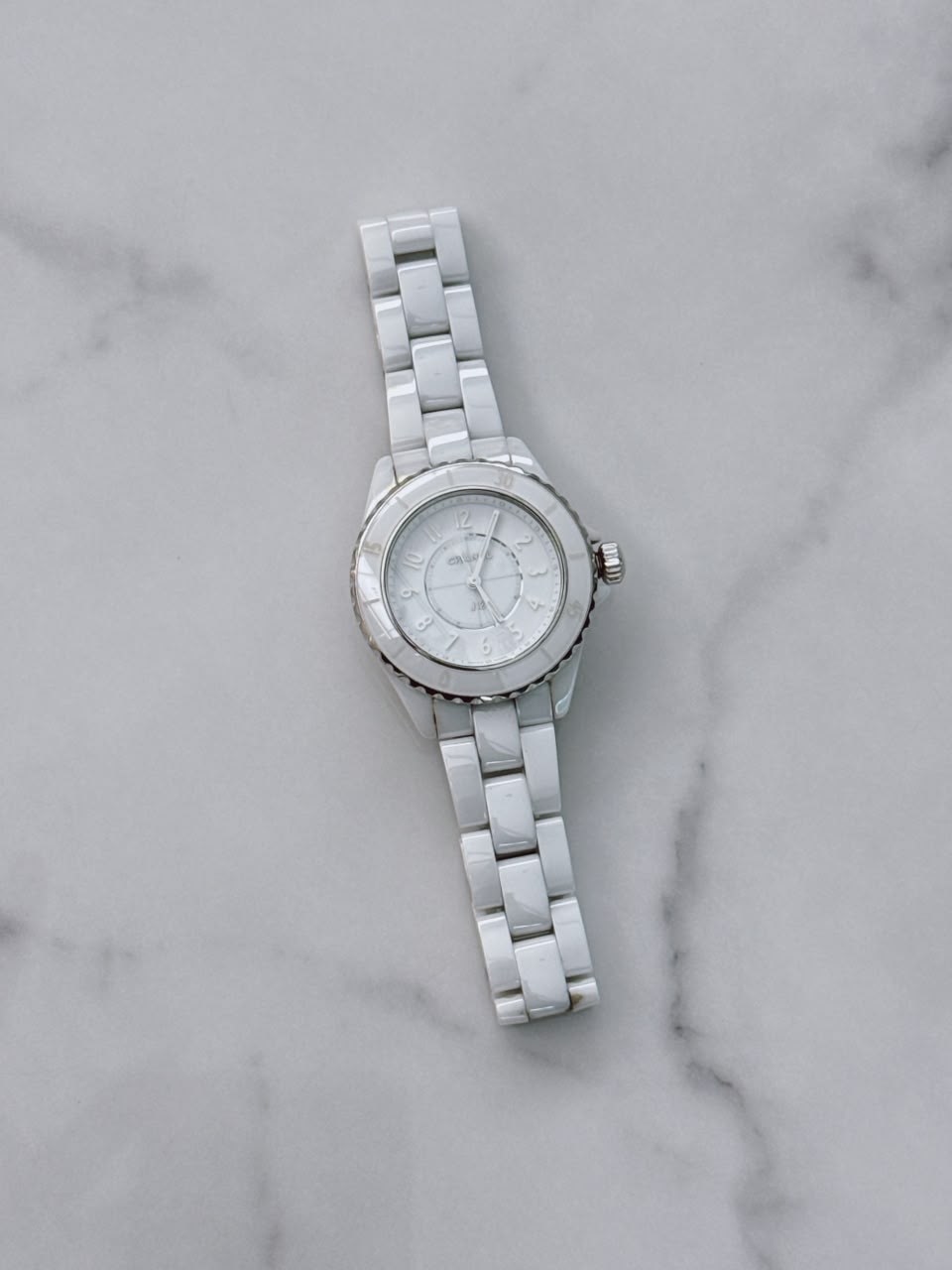 WHITE CERAMIC AND STEEL J12 WATCH 33MM