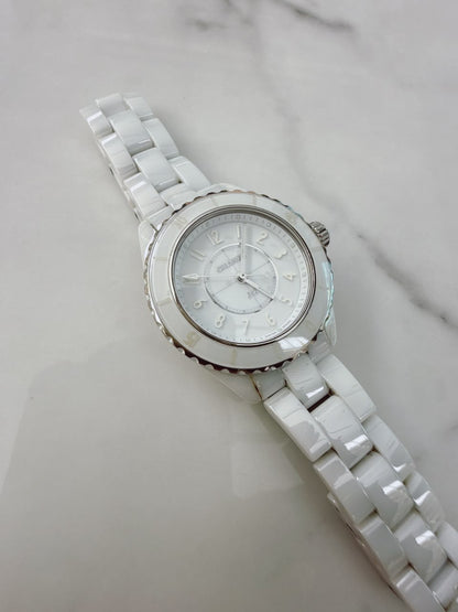 WHITE CERAMIC AND STEEL J12 WATCH 33MM
