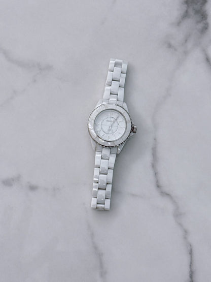 WHITE CERAMIC AND STEEL J12 WATCH 33MM