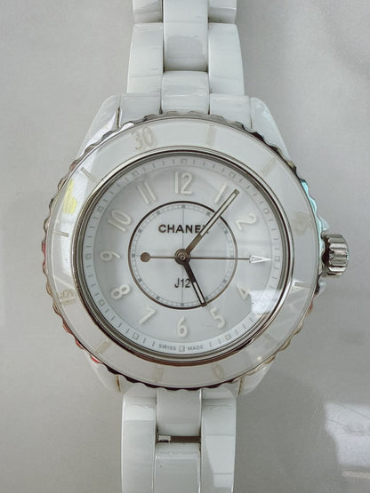 WHITE CERAMIC AND STEEL J12 WATCH 33MM