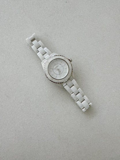 WHITE CERAMIC AND STEEL J12 WATCH 33MM