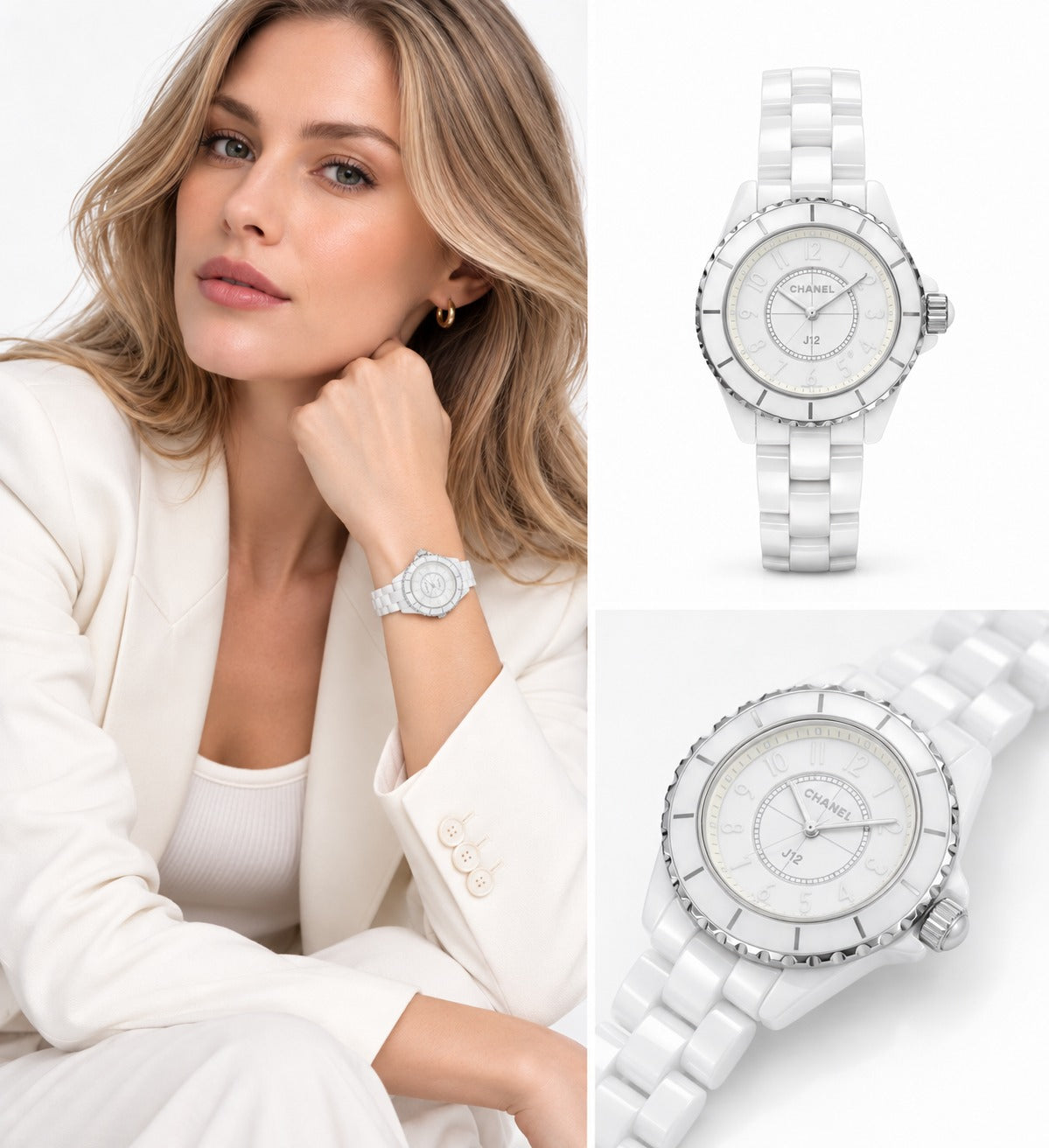 WHITE CERAMIC AND STEEL J12 WATCH 33MM