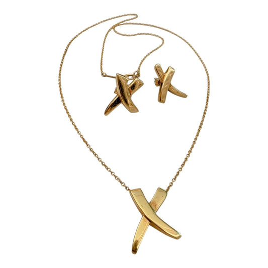 18K YELLOW GOLD PALOMA PICASSO X PENDANT AND EARRINGS SET, SMALL MODEL